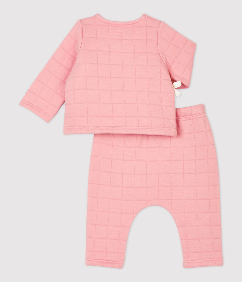 Zweiteiliges Baby-Set aus gesteppter Bio-Baumwolle rosa