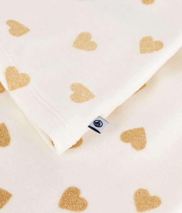 Pyjama aus Nicki mit goldenem Glitzer-Herz-Print naturfarben/gelb