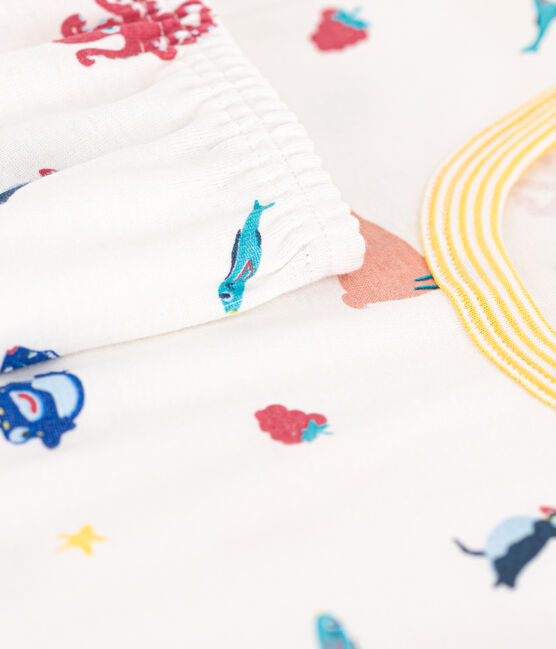 Kinder-Kurzpyjama aus Baumwolle mit Leuchteffekt weiss MARSHMALLOW/weiss MULTICO