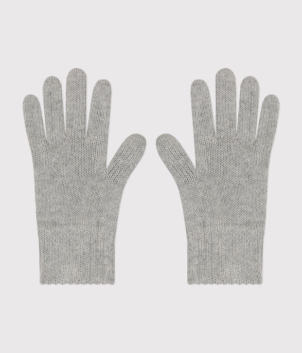 Kinder-Handschuhe aus einfarbigem Strick grau