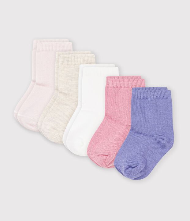 5er-Set Baby-Socken aus einfarbiger Baumwolle vielfarbig
