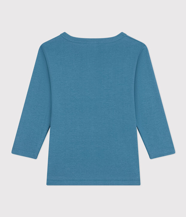 Lang&auml;rmeliges T-Shirt aus Baumwolle. blau