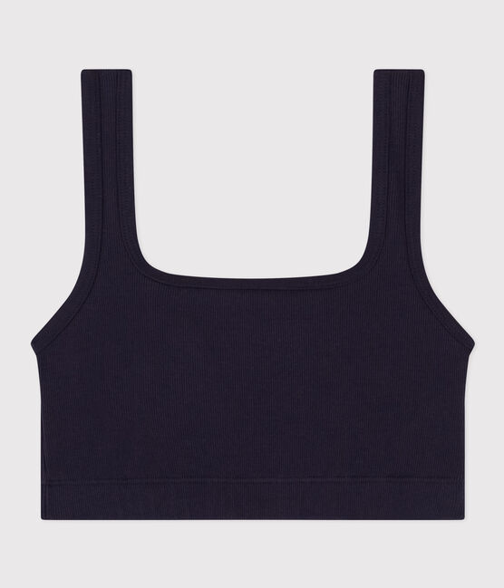 Unifarbenes Damen-Bustier aus Baumwolle und Elastan blau SMOKING