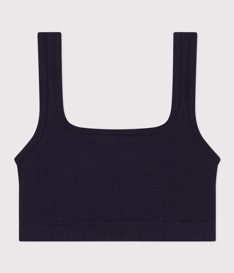 Unifarbenes Damen-Bustier aus Baumwolle und Elastan blau