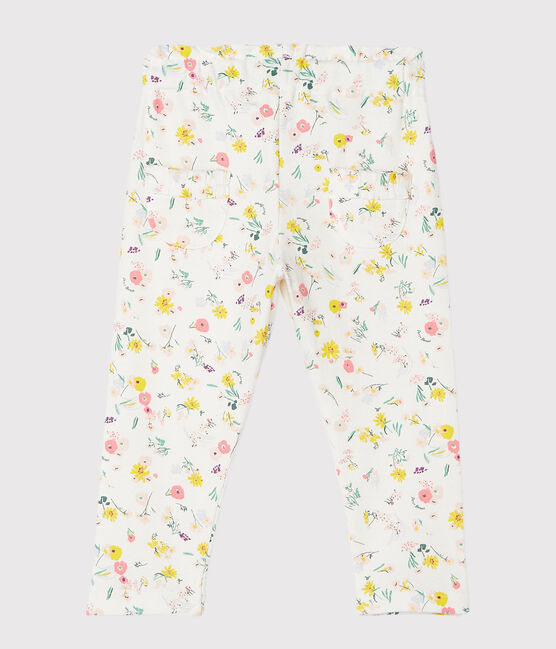 Gemusterte Baby-Hose für Mädchen weiss MARSHMALLOW/weiss MULTICO