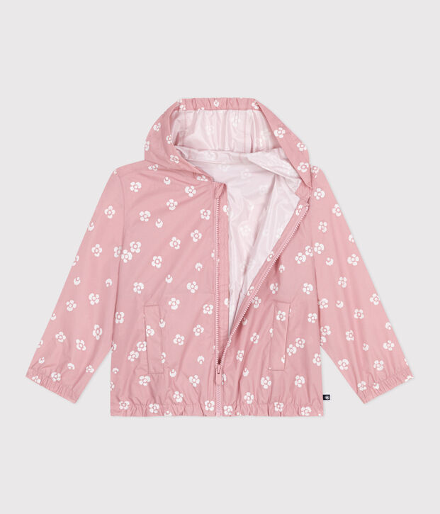 Kinder-Windjacke mit Blumenmuster rosa/weiss