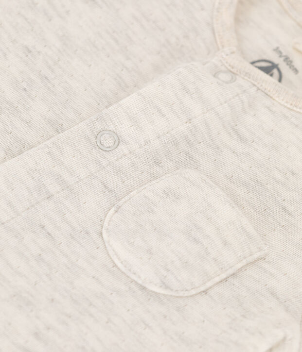 Langer einfarbiger Baby-Overall aus Bio-Doppeljersey beige