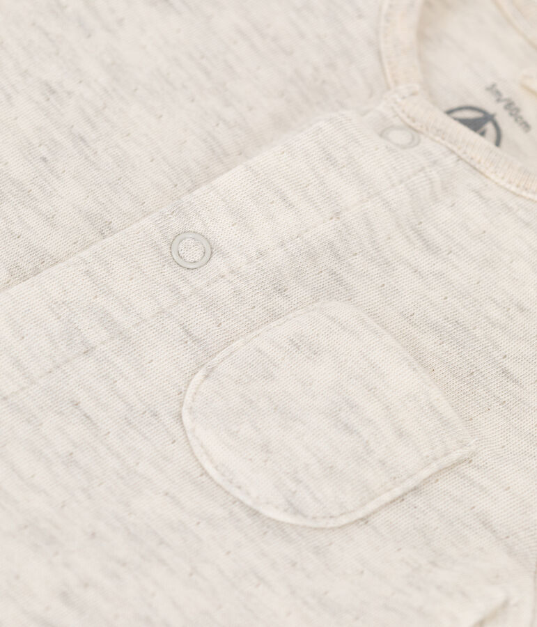 Langer einfarbiger Baby-Overall aus Bio-Doppeljersey beige