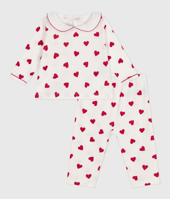 2-teiliger Stramper mit Herz-Motiv weiss MARSHMALLOW/rot TERKUIT