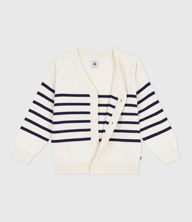 Kinder-Cardigan aus Baumwolle mit Streifen blau/blau