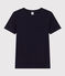 Kurzärmeliges Damen-T-Shirt L'ICONIQUE aus einfarbigem Rippstrick blau SMOKING