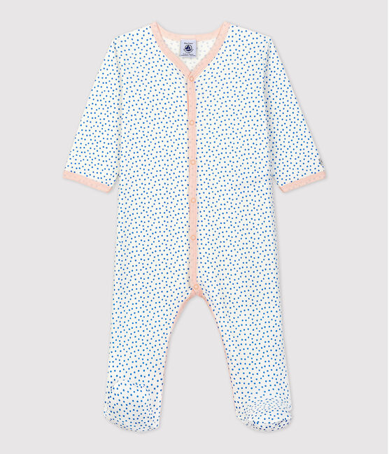 Baby-Strampler aus Bio-Baumwolle weiss MARSHMALLOW/blau BRASIER