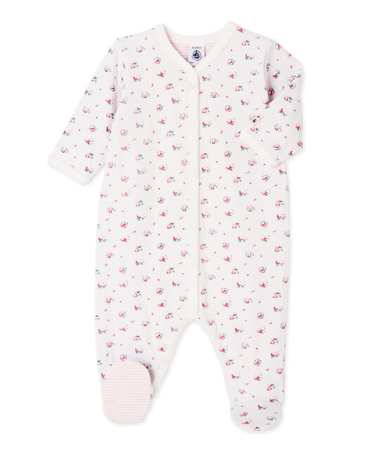 Bedruckter Baby-Mädchen-Strampler aus gedoppeltem Jersey blau BOCAL/weiss MULTICO
