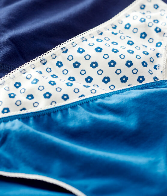 3er-Set Slips aus Baumwolle und Elastan mit Blumenmuster für Mädchen variante 1