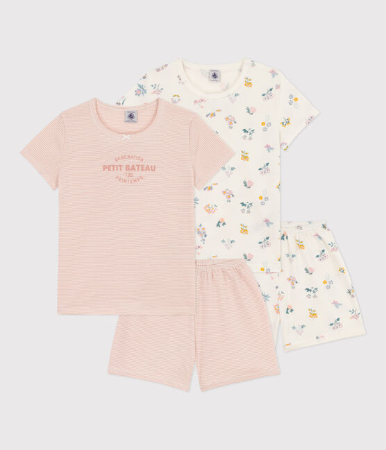 2er-Set Kinder-Kurzpyjama aus Baumwolle mit Blumen für Mädchen variante 1