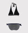 Damen-Bikini mit Streifen-Design blau SMOKING/weiss MARSHMALLOW