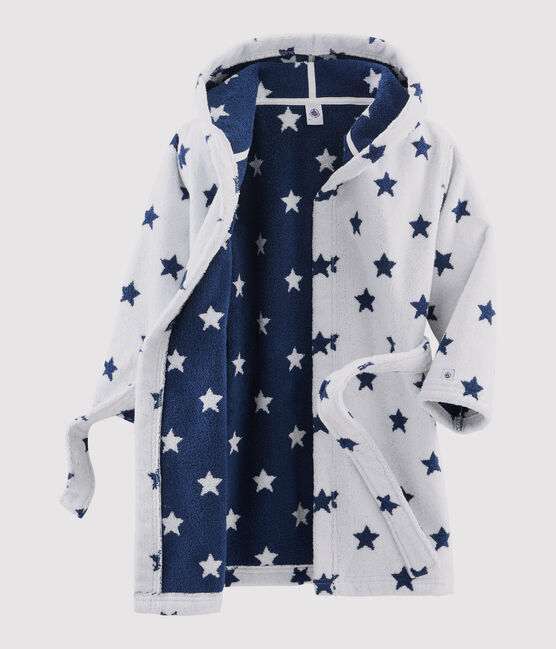 Frottee-Bademantel für Jungen weiss MARSHMALLOW/blau MEDIEVAL
