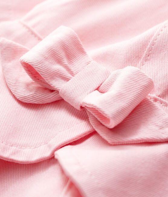 Einfarbiger Baby-Sonnenhut aus Twill mit Schleife für Mädchen rosa FLEUR