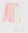 Kinderpyjama aus Rippstrick mit Lochmuster für Mädchen weiss MARSHMALLOW/rosa CHARME