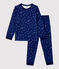 Kinderpyjama im Jacquard-Stil aus Wolle/Baumwolle mit Schneeflockenmotiv blau MEDIEVAL/weiss MARSHMALLOW