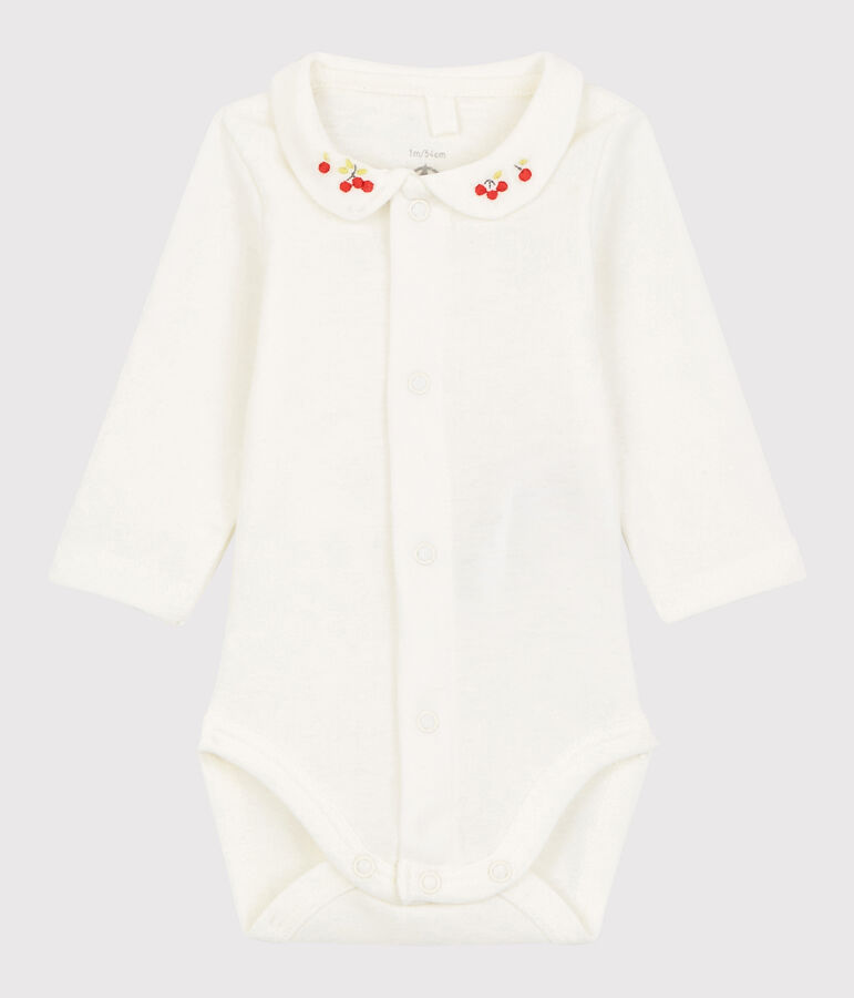 Baby-Body aus Bio-Baumwolle mit besticktem Kragen weiss