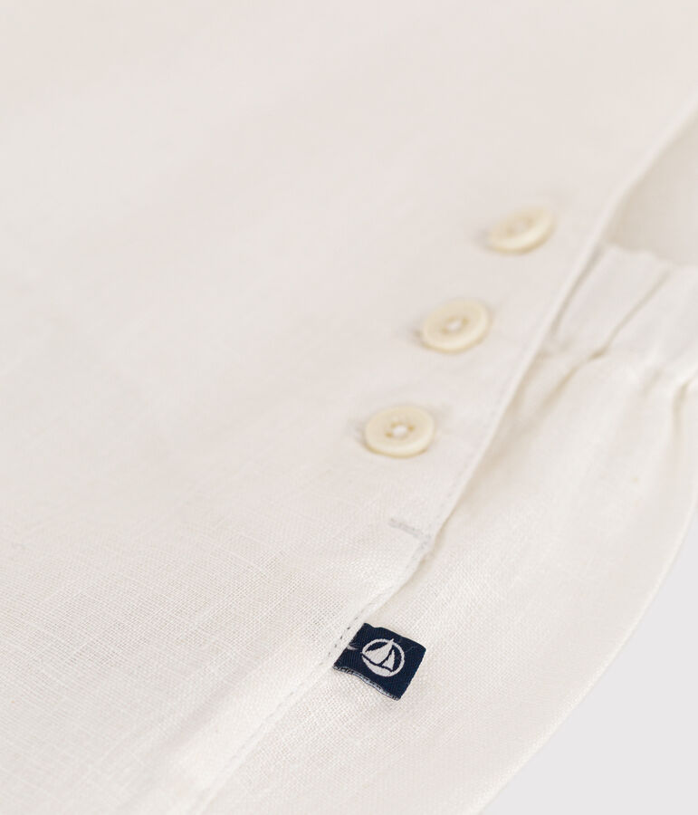 Kurze Baby-Latzhose aus Leinen weiss