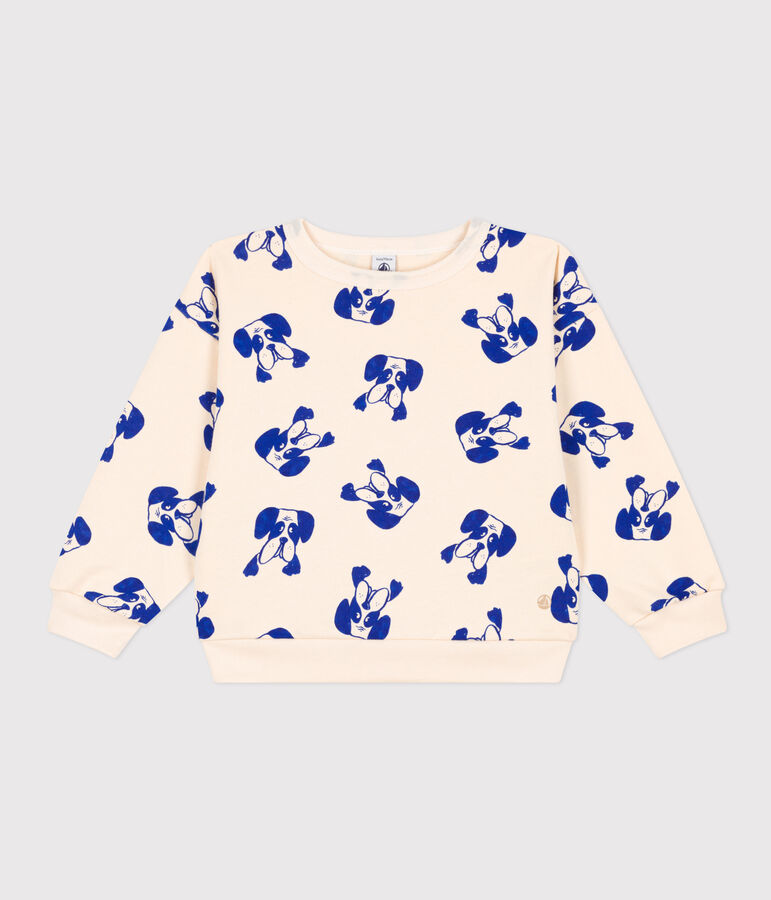 Sweatshirt mit Printmotiv aus Molton naturfarben/blau