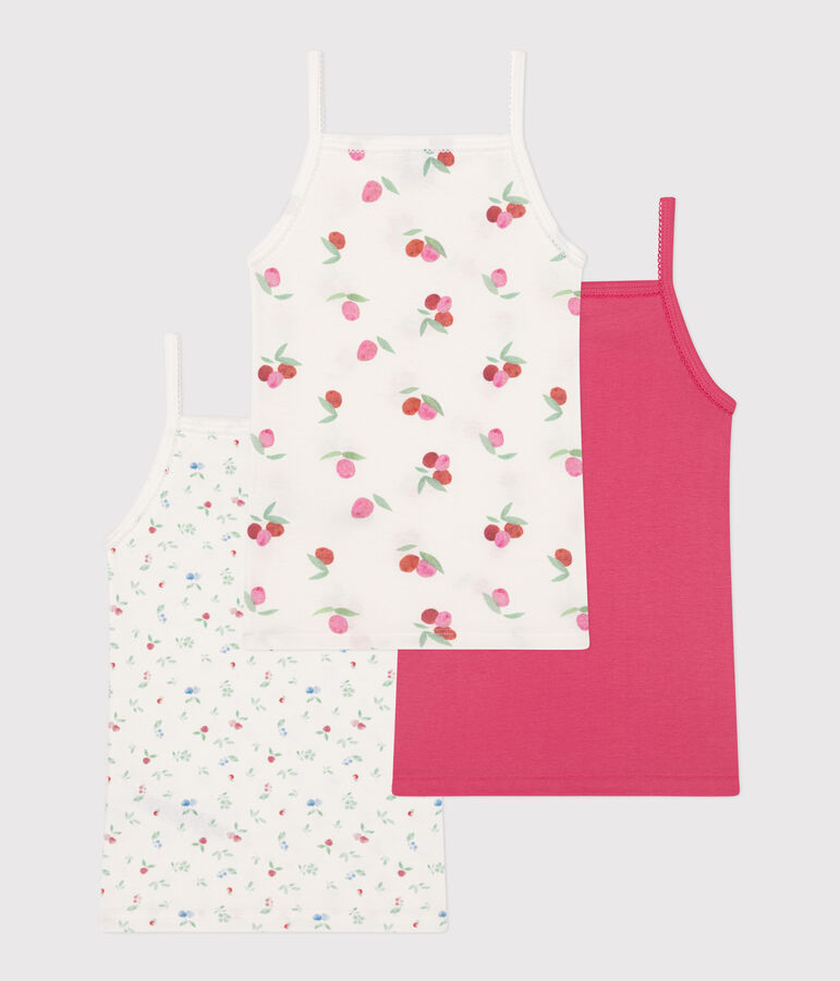 3er-Set Kinder Unterhemden mit schmalen Tr&auml;gern aus Baumwolle Frucht-Motiv variante 1