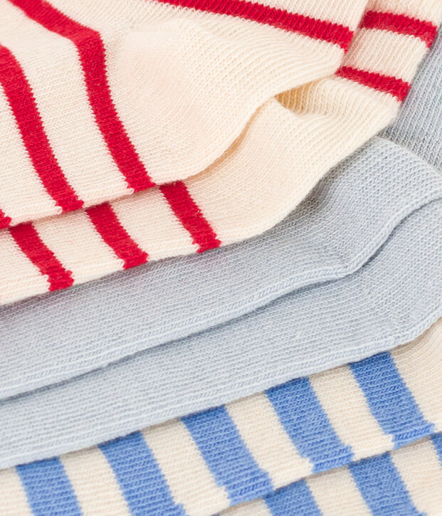 3er-Set gestreifte Kindersocken aus Baumwolljersey vielfarbig