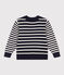 Gestreifter Kinderpullover aus Wolle und Baumwolle blau SMOKING/weiss MARSHMALLOW