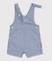 Kurze Baby-Latzhose aus gestreiftem Serge blau CREPUSCULE/ MARSHMALLOW