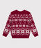 Kinder-Pullover aus Wolle und Baumwolle mit Muster rot AMARANTE/ AVALANCHE