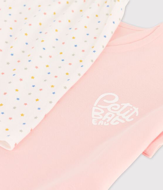 Kinder-Kurzpyjama aus Bio-Baumwolle für Mädchen rosa MINOIS/weiss MULTICO