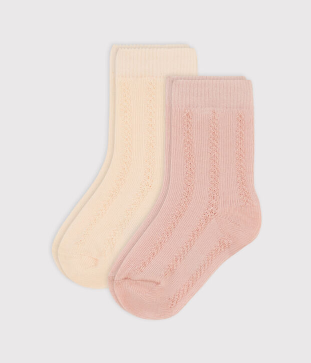 2er-Set einfarbige Baby-Socken aus Baumwolljersey vielfarbig
