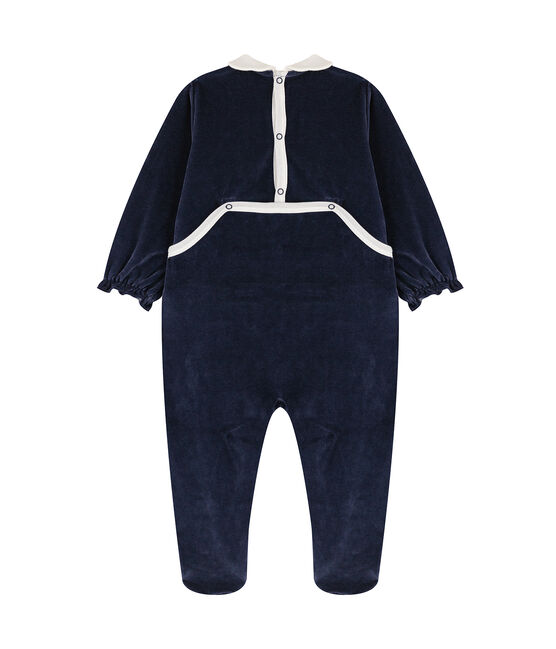 Baby-Strampler mit Samtkragen blau SMOKING