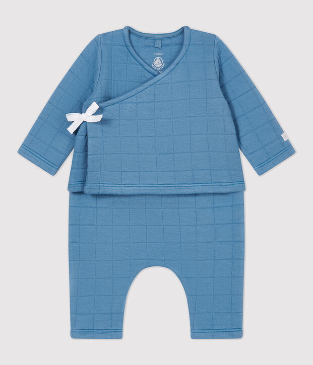 Zweiteiliges Baby-Set aus gesteppter Bio-Baumwolle blau