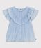 Kurz&auml;rmelige Kinder-Bluse aus einfarbiger Baumwolle blau