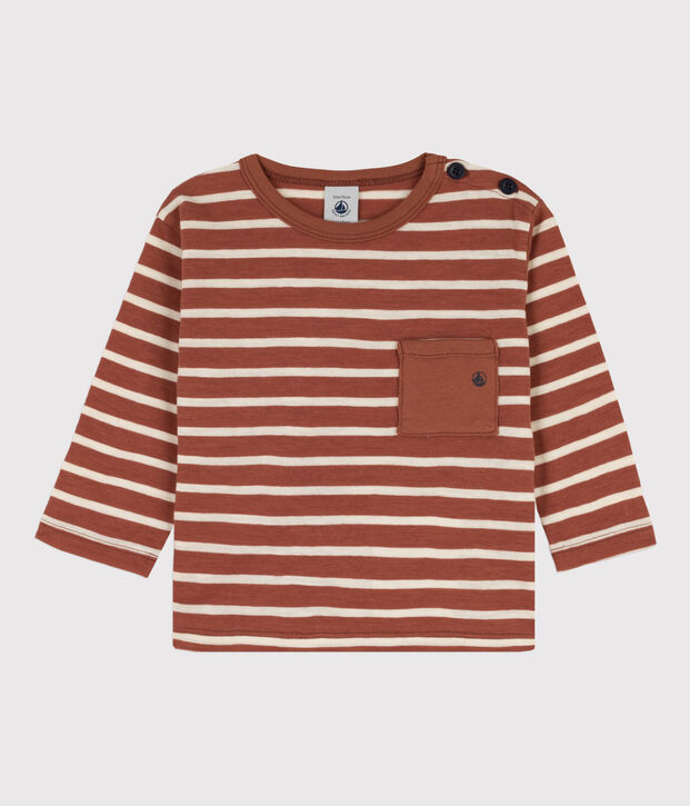 Lang&auml;rmeliges Baby-T-Shirt aus Baumwolle braun/naturfarben