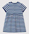 Kurzärmeliges Babykleid aus gestreiftem Jersey blau MEDIEVAL/weiss MARSHMALLOW