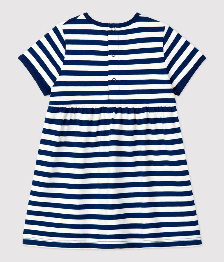 Kurz&auml;rmeliges Babykleid aus gestreiftem Jersey blau/weiss