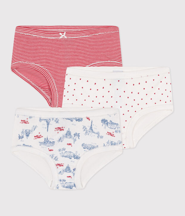 3er-Set Kinder-Slips High Waist aus Baumwolle mit Paris-Motiv vielfarbig