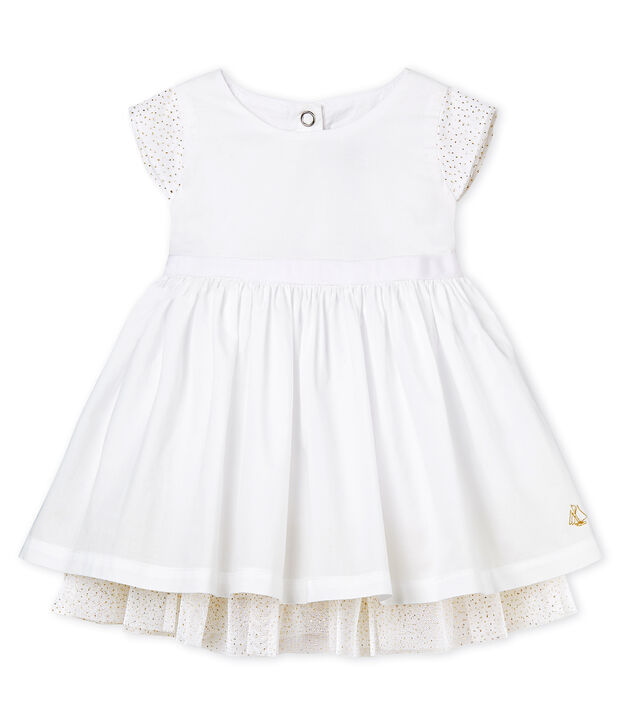 Kurz&auml;rmeliges Baby-Festtagskleid M&auml;dchen weiss