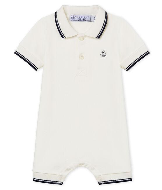 Baby-polo-kurzoverall jungen weiss MARSHMALLOW