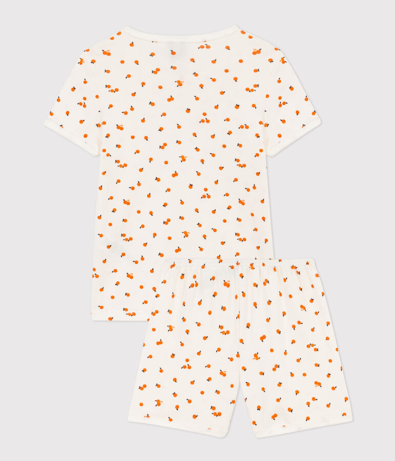 Kinder-Kurzpyjama aus Baumwolle f&uuml;r M&auml;dchen weiss/vielfarbig