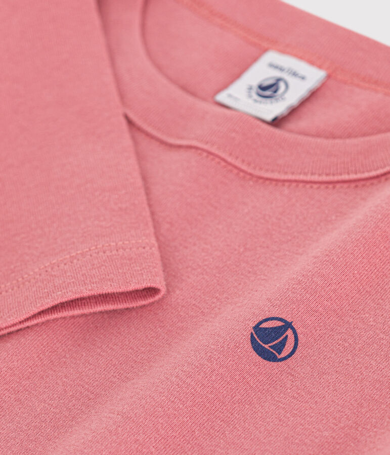 Lang&auml;rmeliges Kinder-T-Shirt aus Rippstrick f&uuml;r M&auml;dchen und Jungen rosa