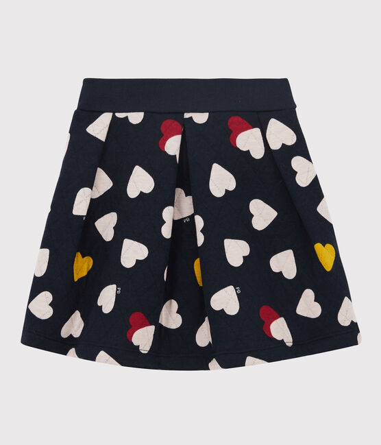 Kinderrock aus gestepptem Doppeljersey für Mädchen blau SMOKING/weiss MULTICO
