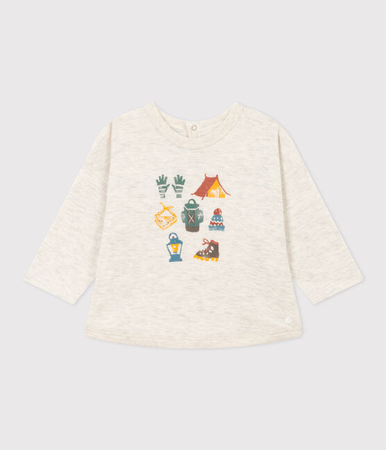 Langärmeliges Baby-T-Shirt aus Doppeljersey beige MONTELIMAR CHINE