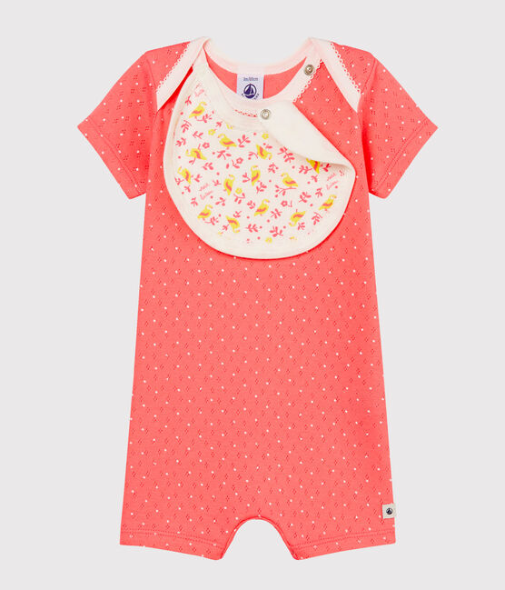 Baby-Kurzoverall Mädchen rosa CUPCAKE/weiss MARSHMALLOW