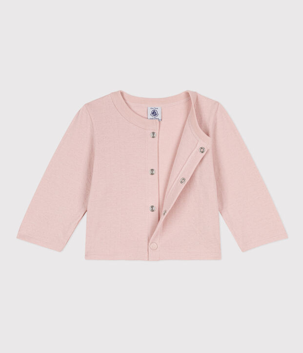 Baby-Cardigan aus einfarbigem Doppeljersey rosa