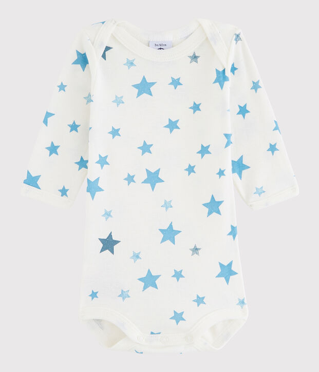 Lang&auml;rmeliger Baby-Body Jungen weiss Lait